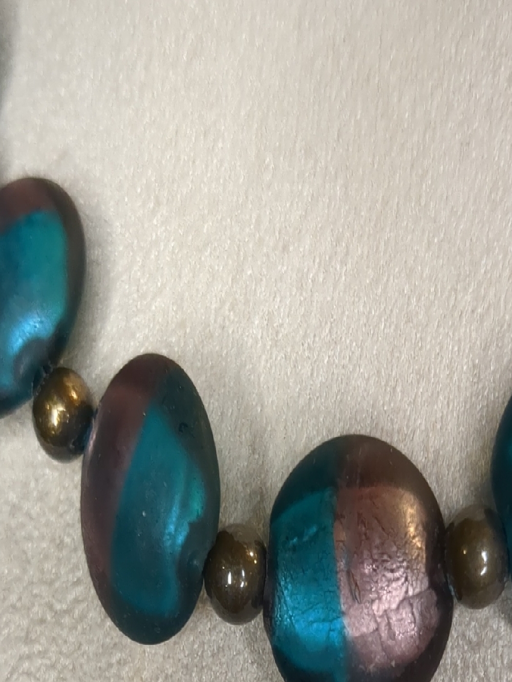 Coldwater Creek 90s Boho Glass Bead Necklace and Bracelet Set Teal Plum - Picture 8 of 13